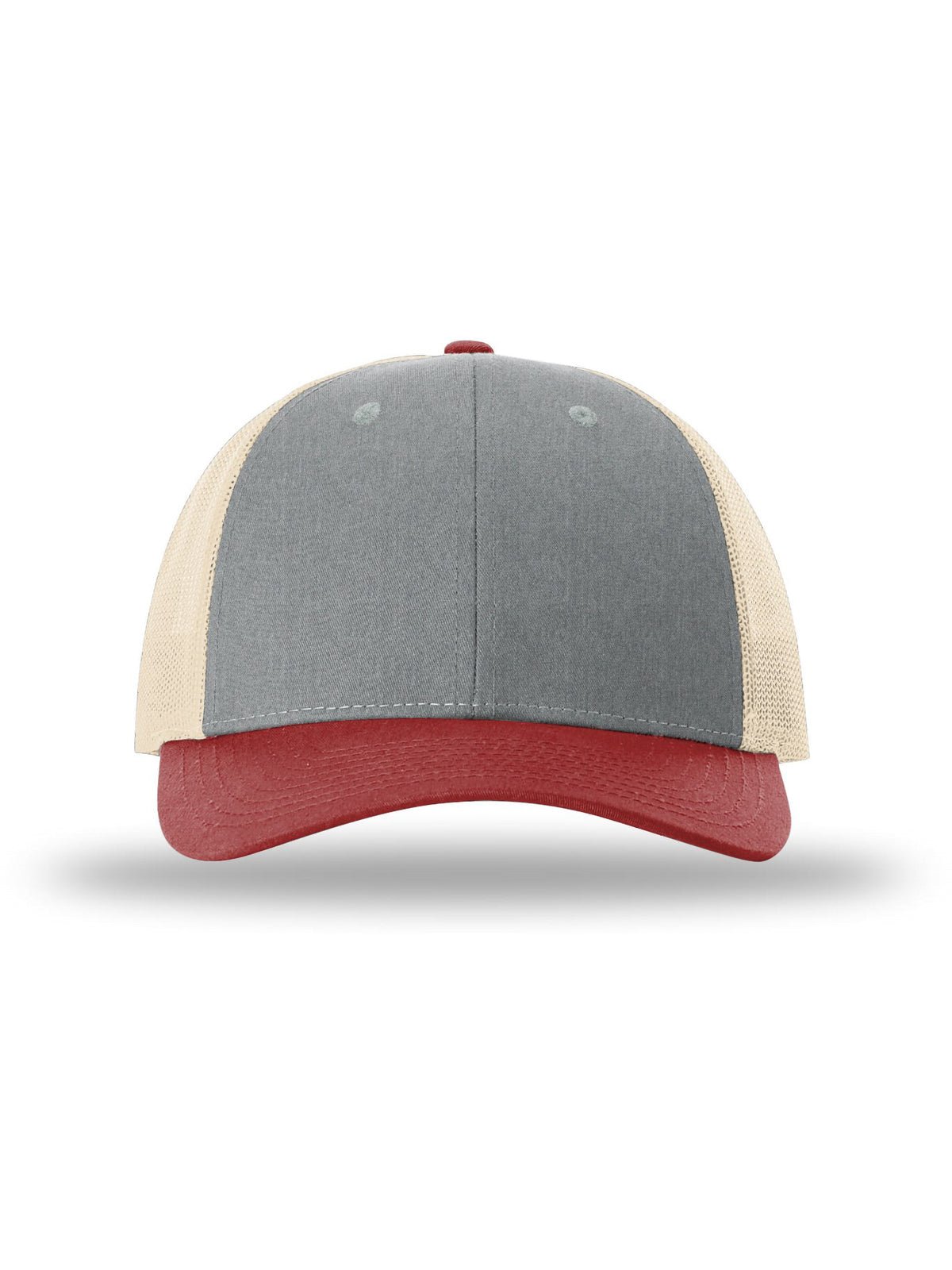 Unisex Low Pro Trucker Cap - 115 - Heather Grey/Birch/Cardinal