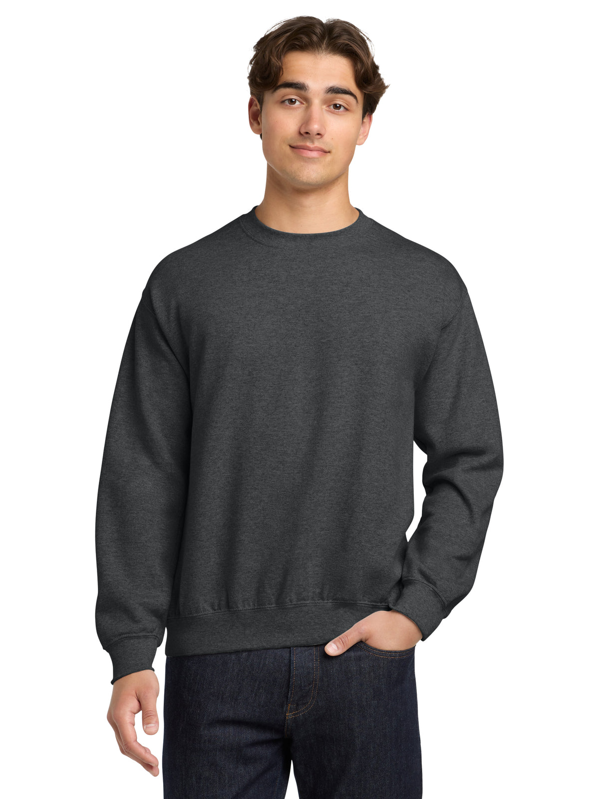 Men's Pocketless Crewneck Sweatshirt - 18000 - Fan Charcoal Heather