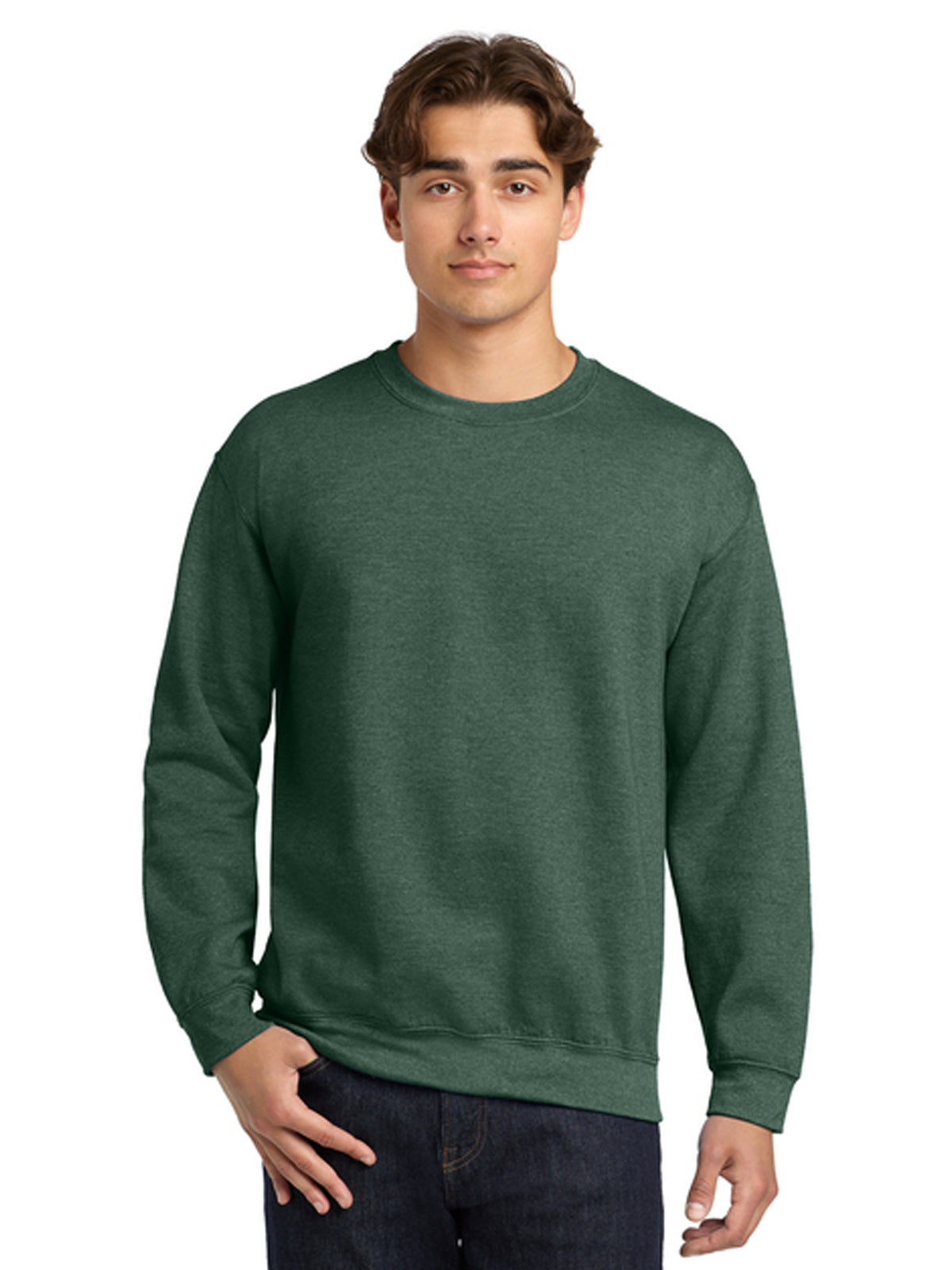 Men's Pocketless Crewneck Sweatshirt - 18000 - Heather Dark Green