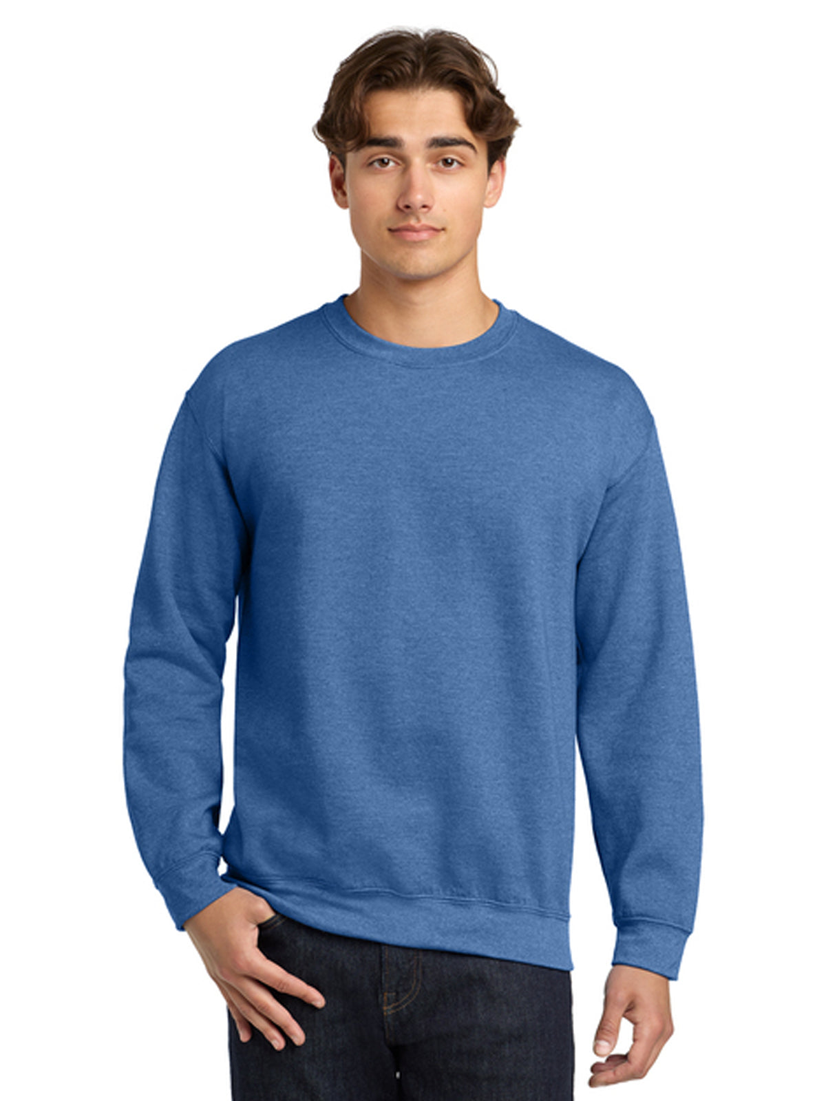 Men's Pocketless Crewneck Sweatshirt - 18000 - Heather Deep Royal