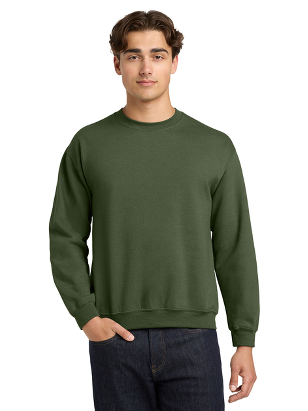 Men's Pocketless Crewneck Sweatshirt - 18000 - Military Green