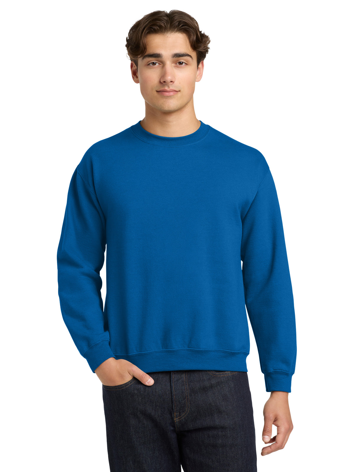 Men's Pocketless Crewneck Sweatshirt - 18000 - Neon Blue