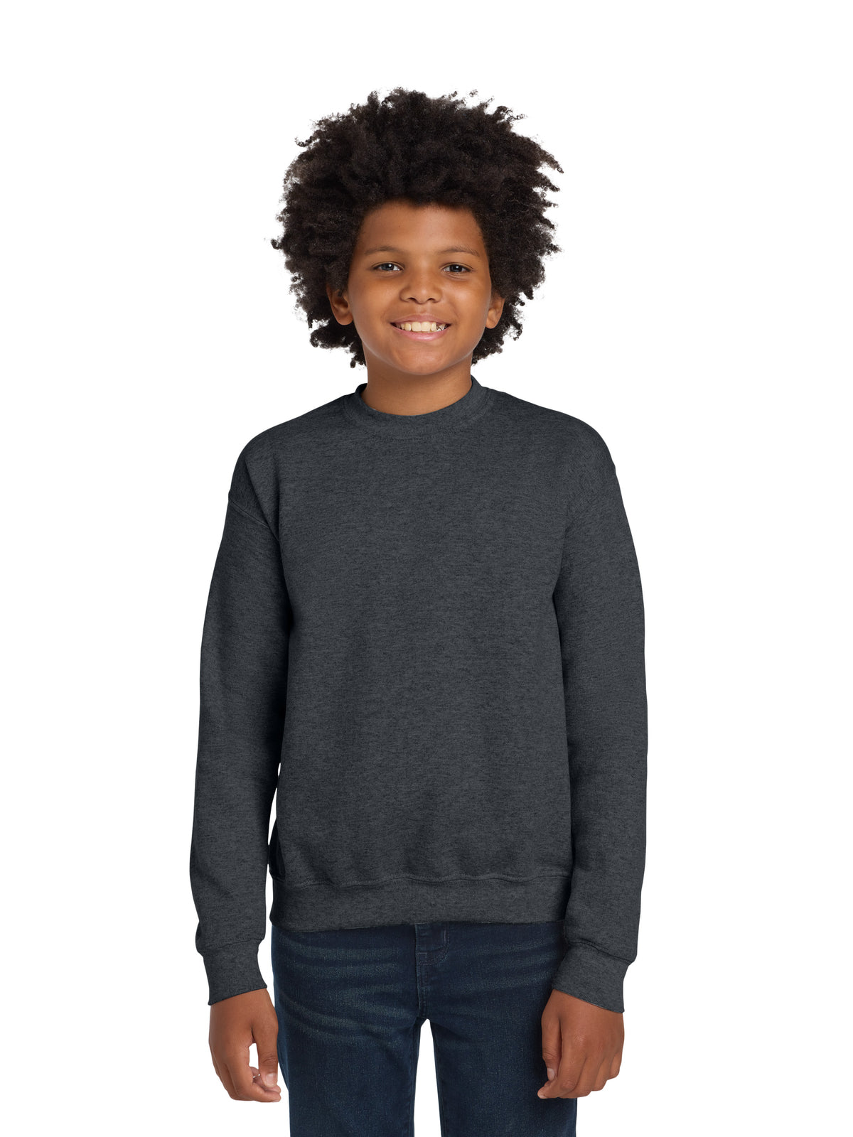 Youth Heavy Blend Crewneck Sweatshirt - 18000B - Dark Heather