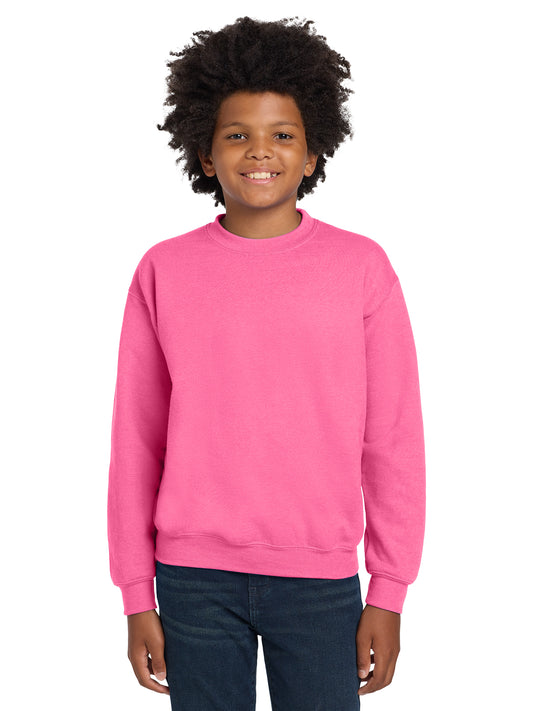 Youth Heavy Blend Crewneck Sweatshirt - 18000B - Safety Pink