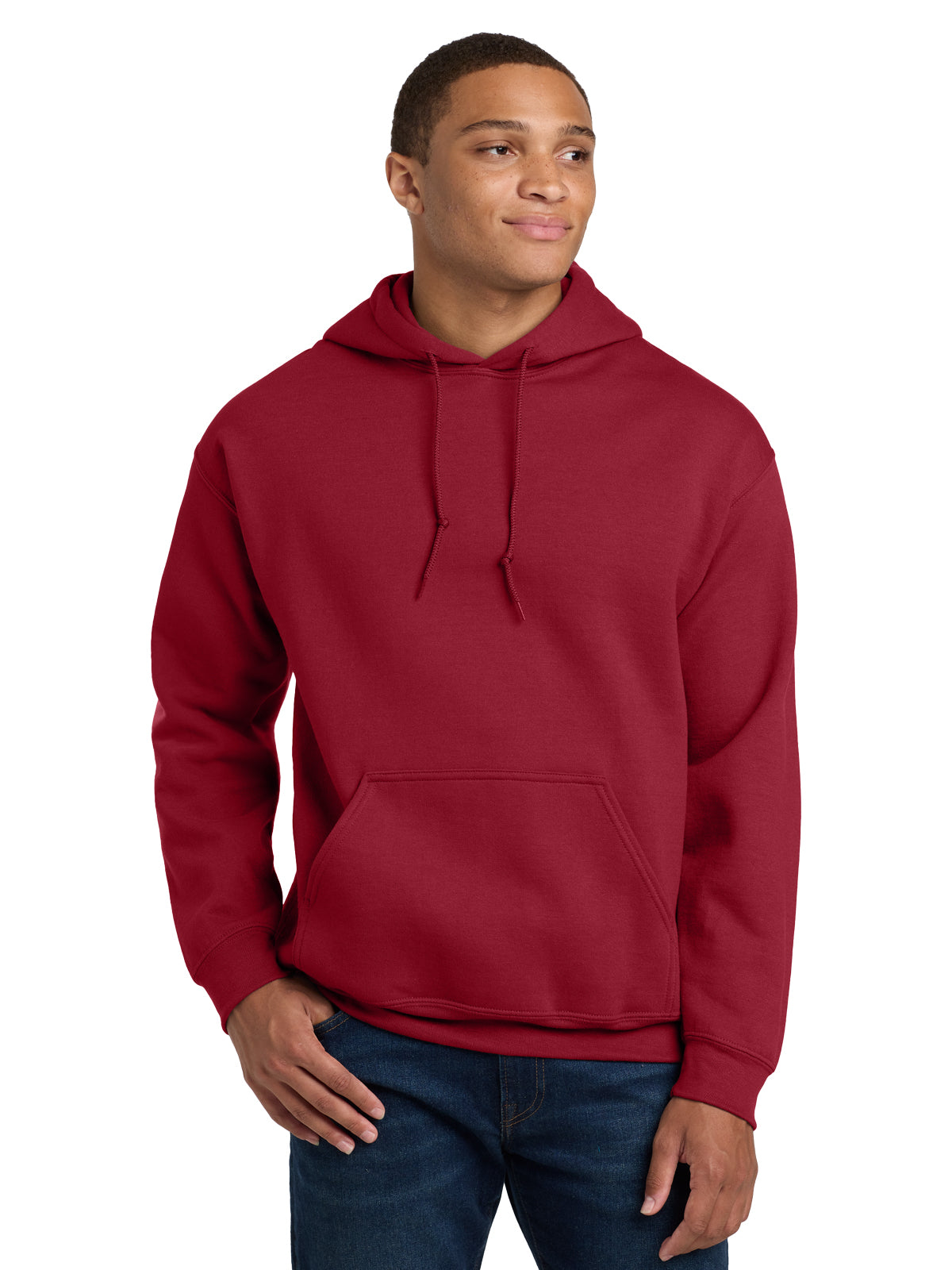 Men's 1-Pocket Heavy Blend Hooded Sweatshirt - 18500 - Cherry Red