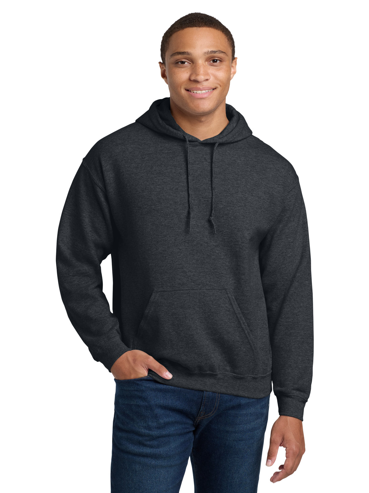 Men's 1-Pocket Heavy Blend Hooded Sweatshirt - 18500 - Dark Heather