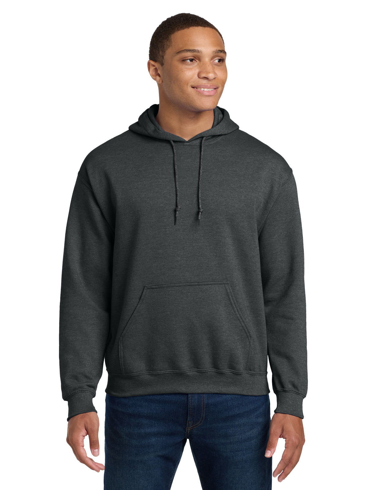 Men's 1-Pocket Heavy Blend Hooded Sweatshirt - 18500 - Fan Charcoal Heather