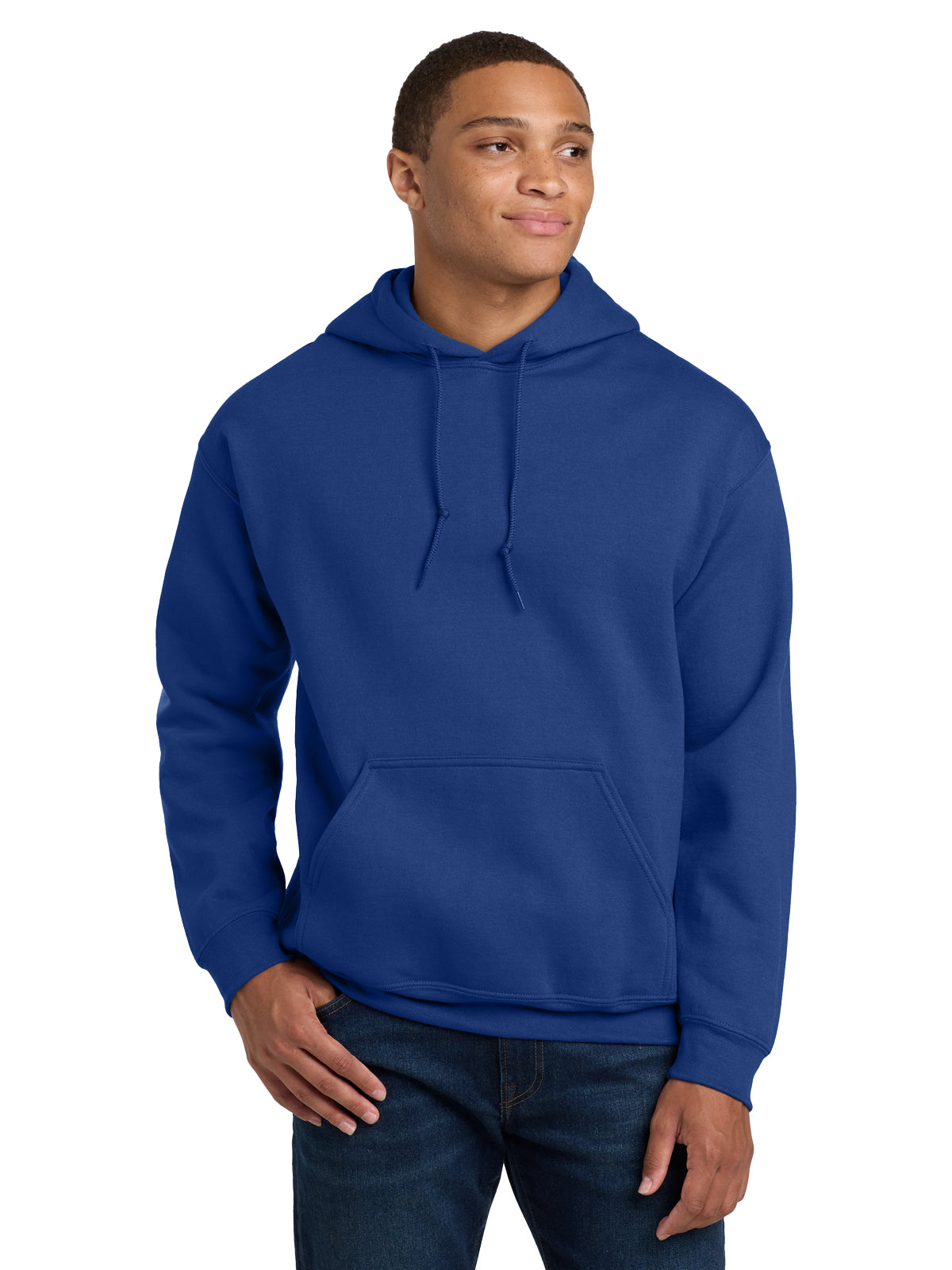 Men's 1-Pocket Heavy Blend Hooded Sweatshirt - 18500 - Fan Deep Royal