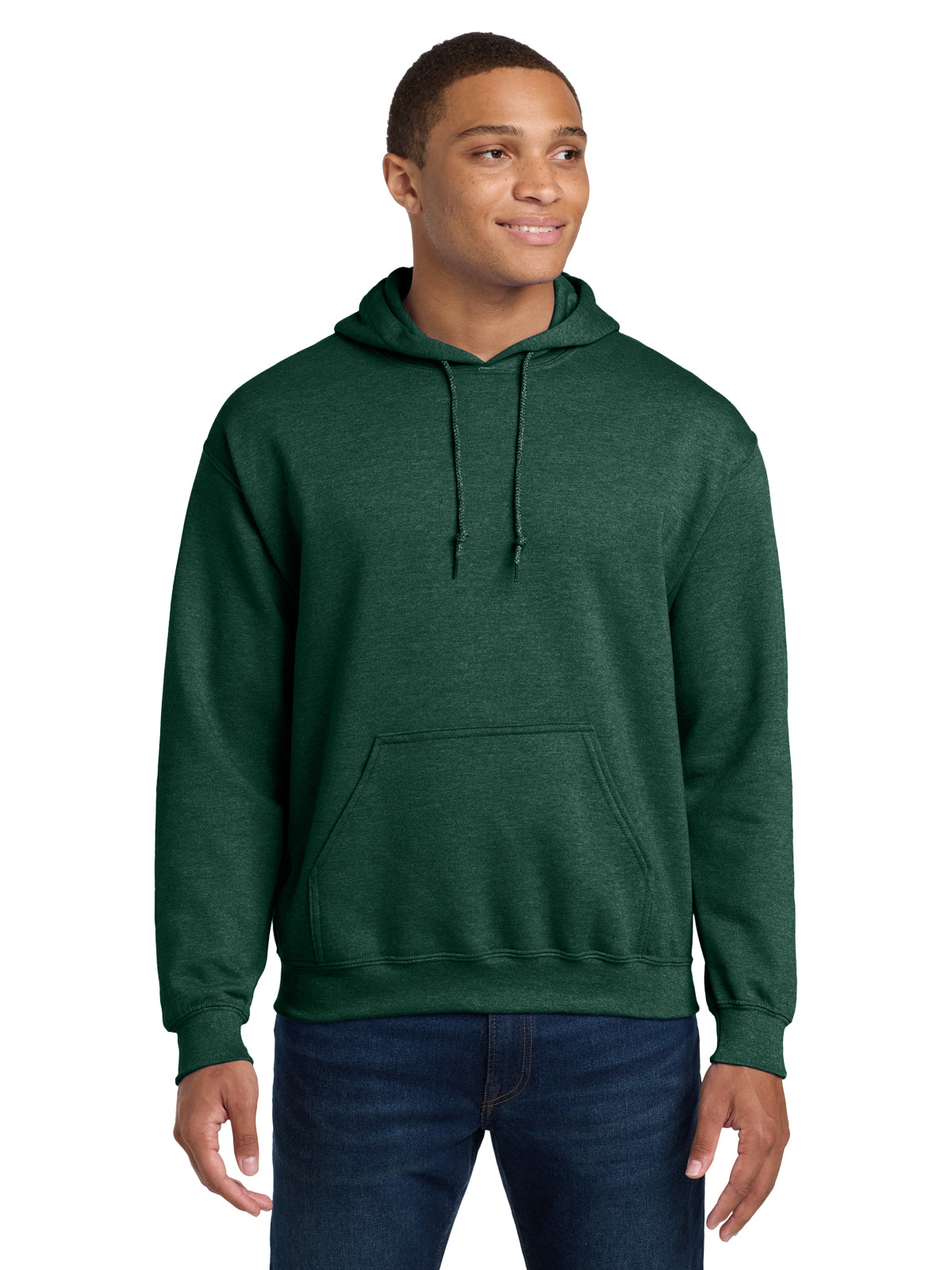 Men's 1-Pocket Heavy Blend Hooded Sweatshirt - 18500 - Heather Dark Green