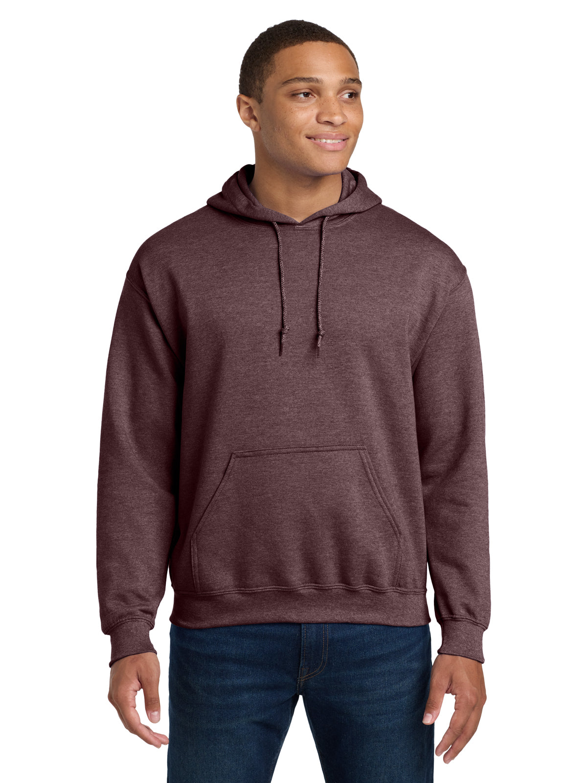 Men's 1-Pocket Heavy Blend Hooded Sweatshirt - 18500 - Heather Dark Maroon