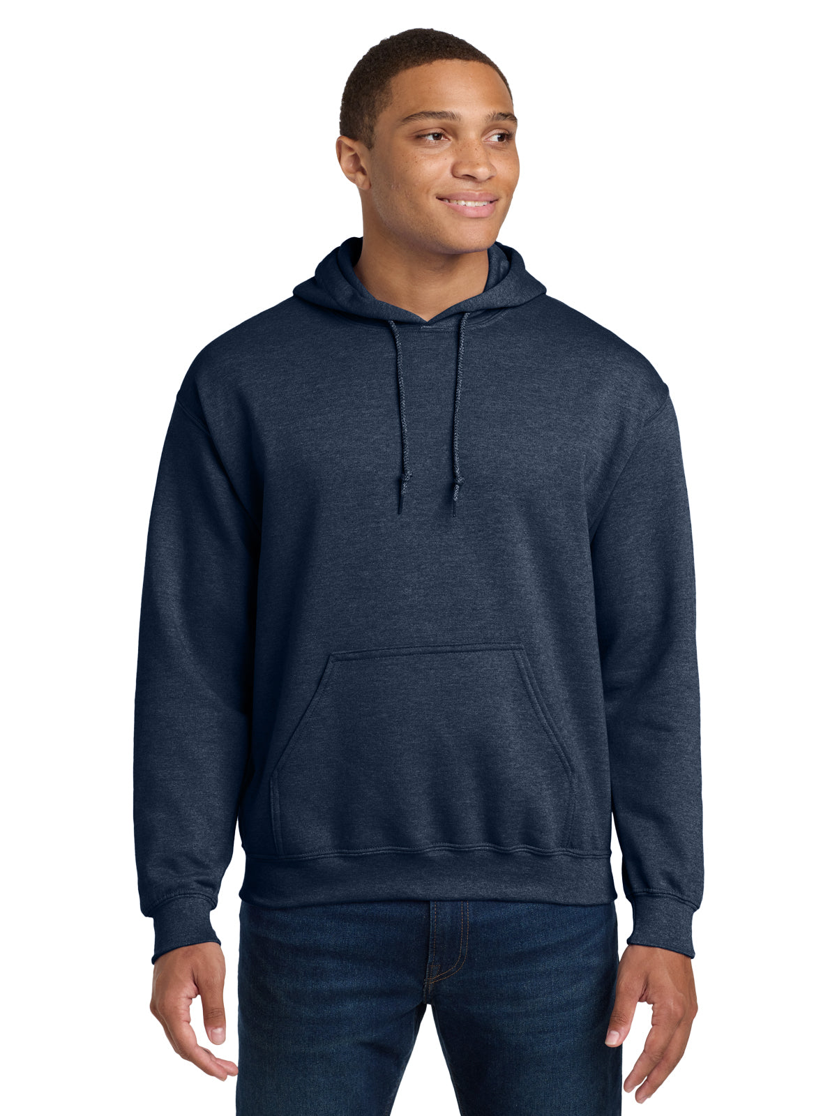 Men's 1-Pocket Heavy Blend Hooded Sweatshirt - 18500 - Heather Dark Navy