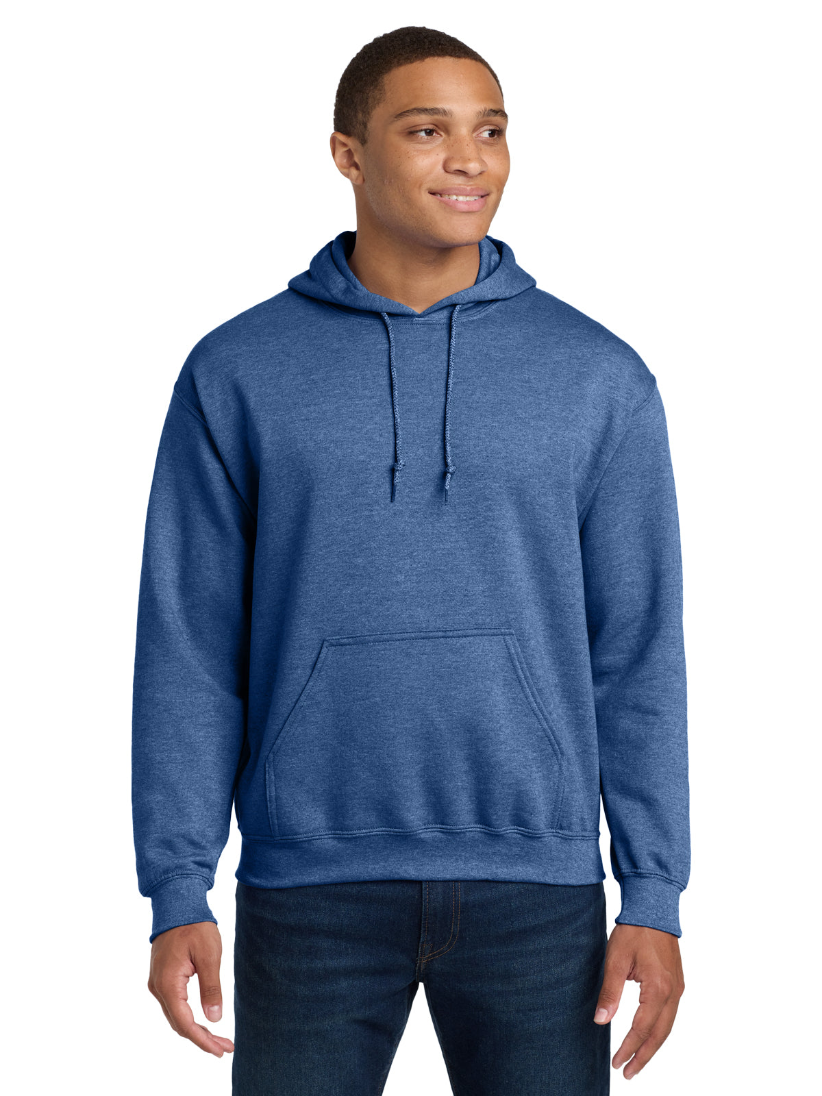 Men's 1-Pocket Heavy Blend Hooded Sweatshirt - 18500 - Heather Deep Royal