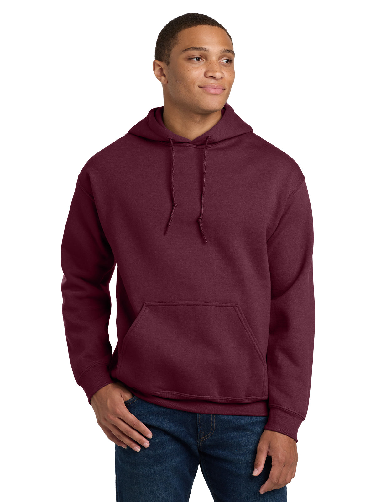 Men's 1-Pocket Heavy Blend Hooded Sweatshirt - 18500 - Maroon