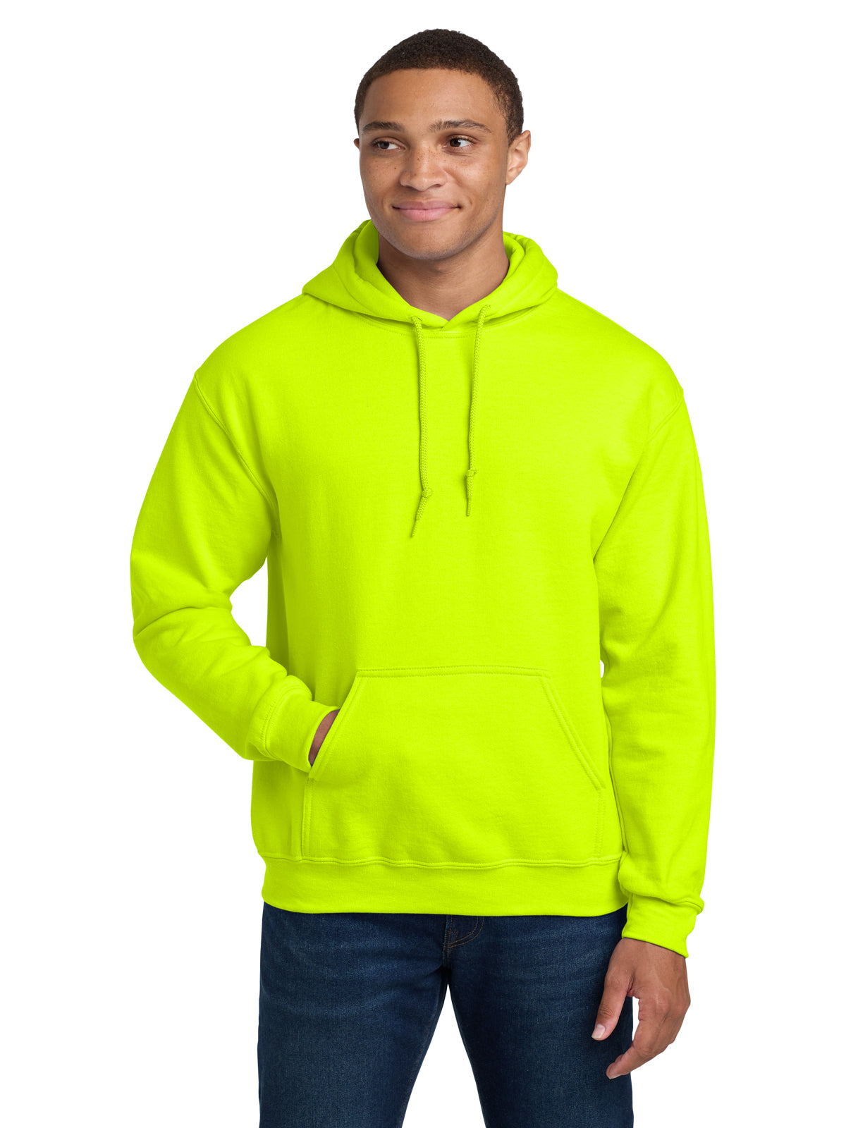 Men's 1-Pocket Heavy Blend Hooded Sweatshirt - 18500 - Safety Green