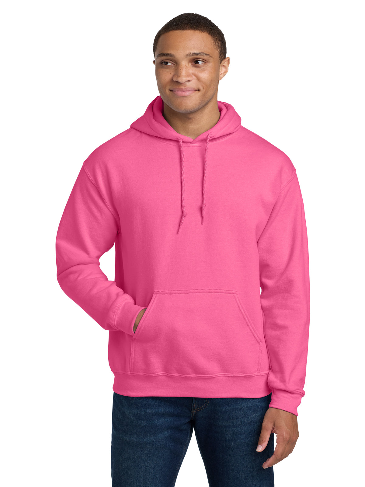 Men's 1-Pocket Heavy Blend Hooded Sweatshirt - 18500 - Safety Pink