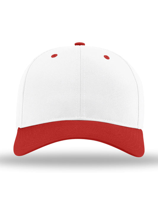 Unisex Pro Twill Snapback Cap - 212 - White/ White/ Red