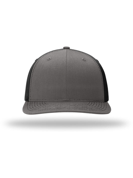 Unisex Solid Twill Trucker Cap - 312 - Charcoal/ Black