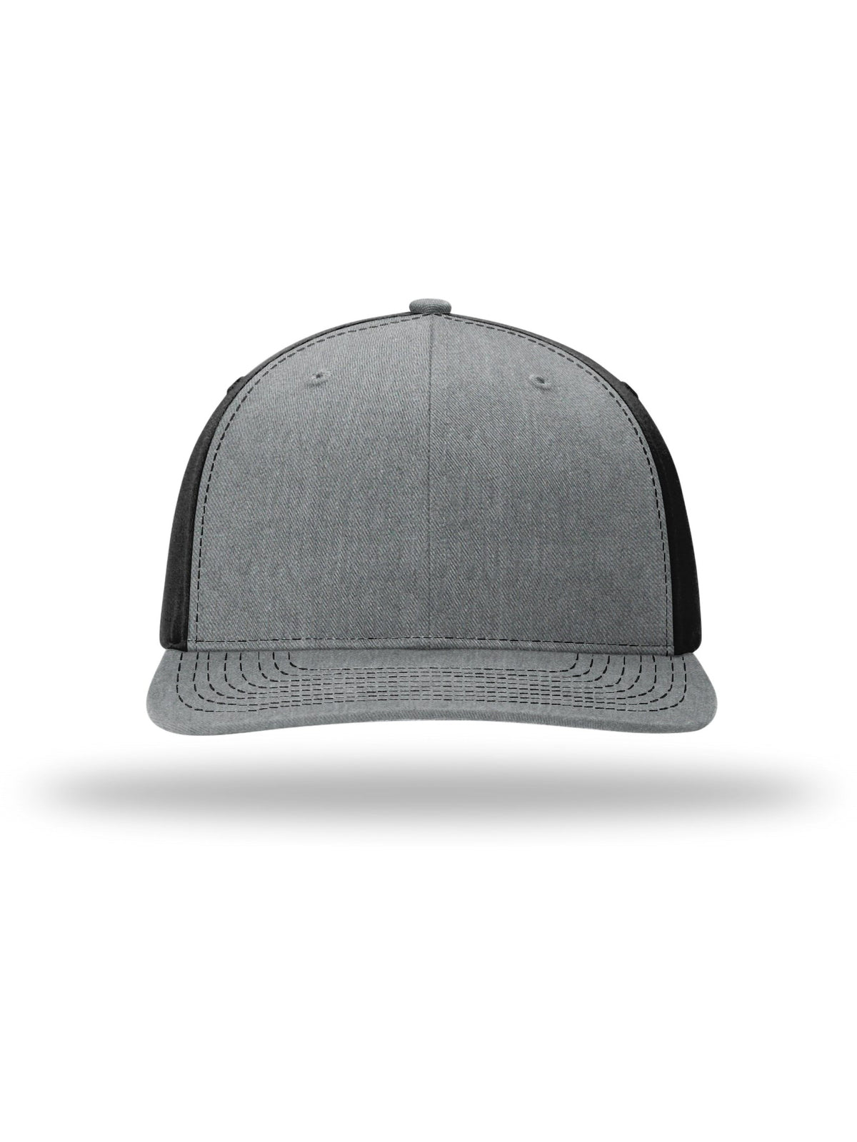 Unisex Solid Twill Trucker Cap - 312 - Heather Grey/ Black