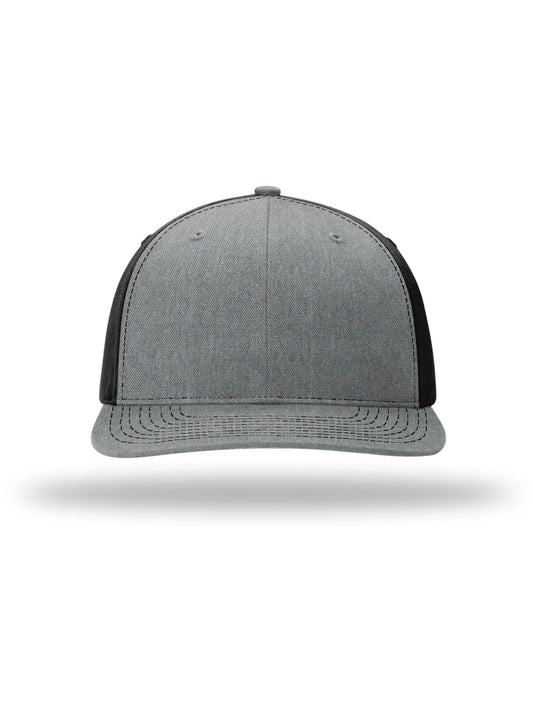 Unisex Solid Twill Trucker Cap - 312 - Heather Grey/ Black