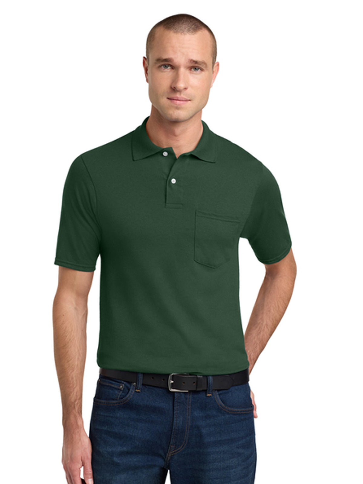 Men's One-Pocket Dri-Power Sport Shirt - 436MP - Forest Green