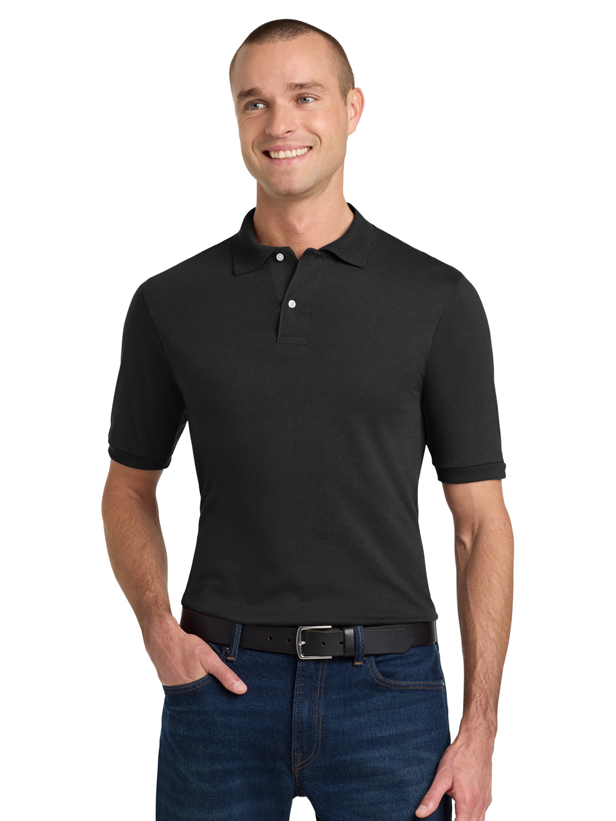 Men's Pocketless Dri-Power Sport Shirt - 437M - Black