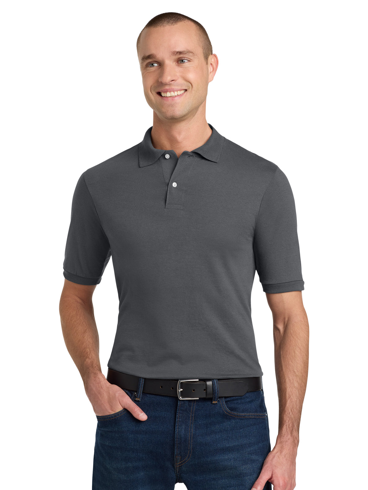 Men's Pocketless Dri-Power Sport Shirt - 437M - Charcoal Grey
