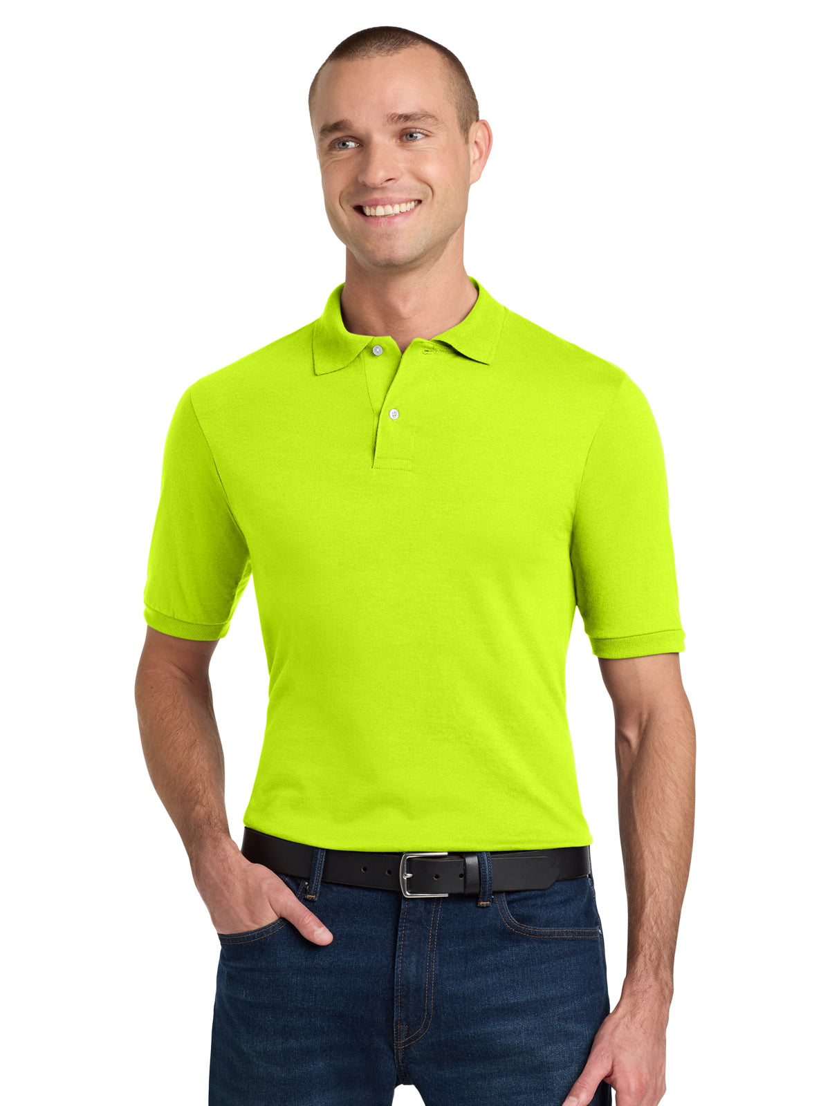 Men's Pocketless Dri-Power Sport Shirt - 437M - Safety Green