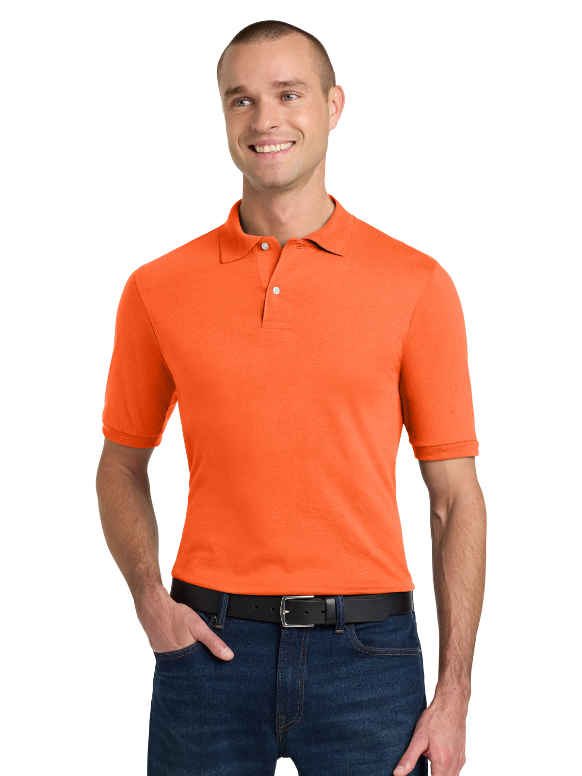 Men's Pocketless Dri-Power Sport Shirt - 437M - Safety Orange