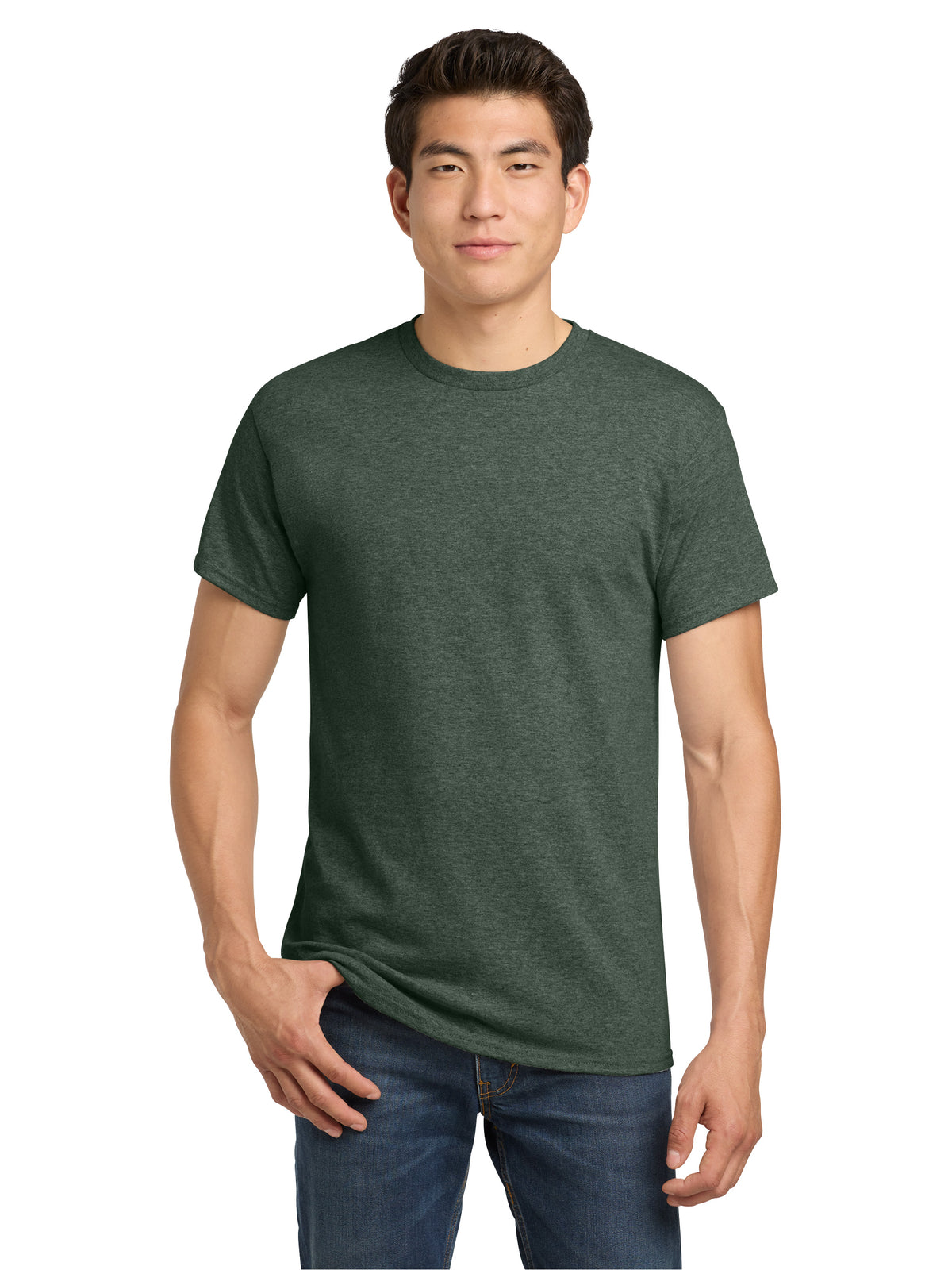 Men's Heavy Cotton T-Shirt - 5000 - Heather Military Green