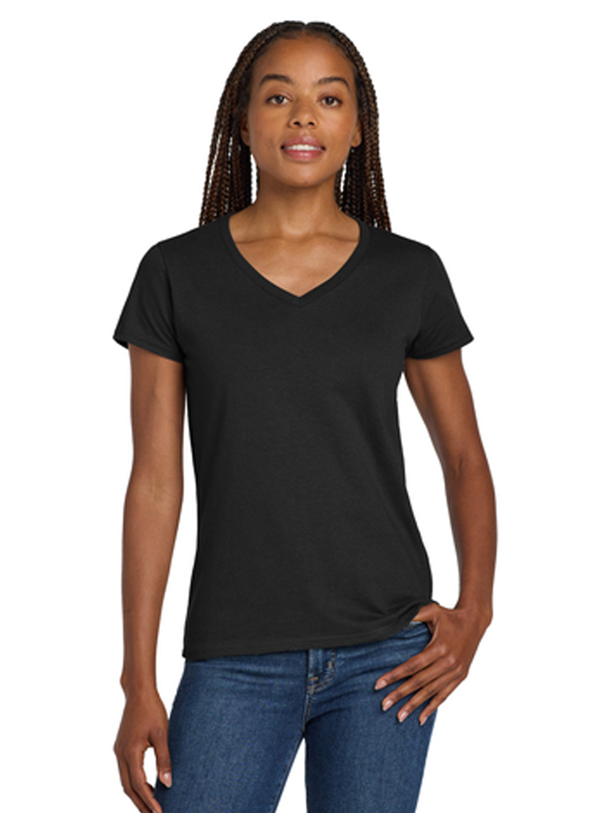 Women's Pocketless Heavy Cotton T-Shirt - 5V00L - Black