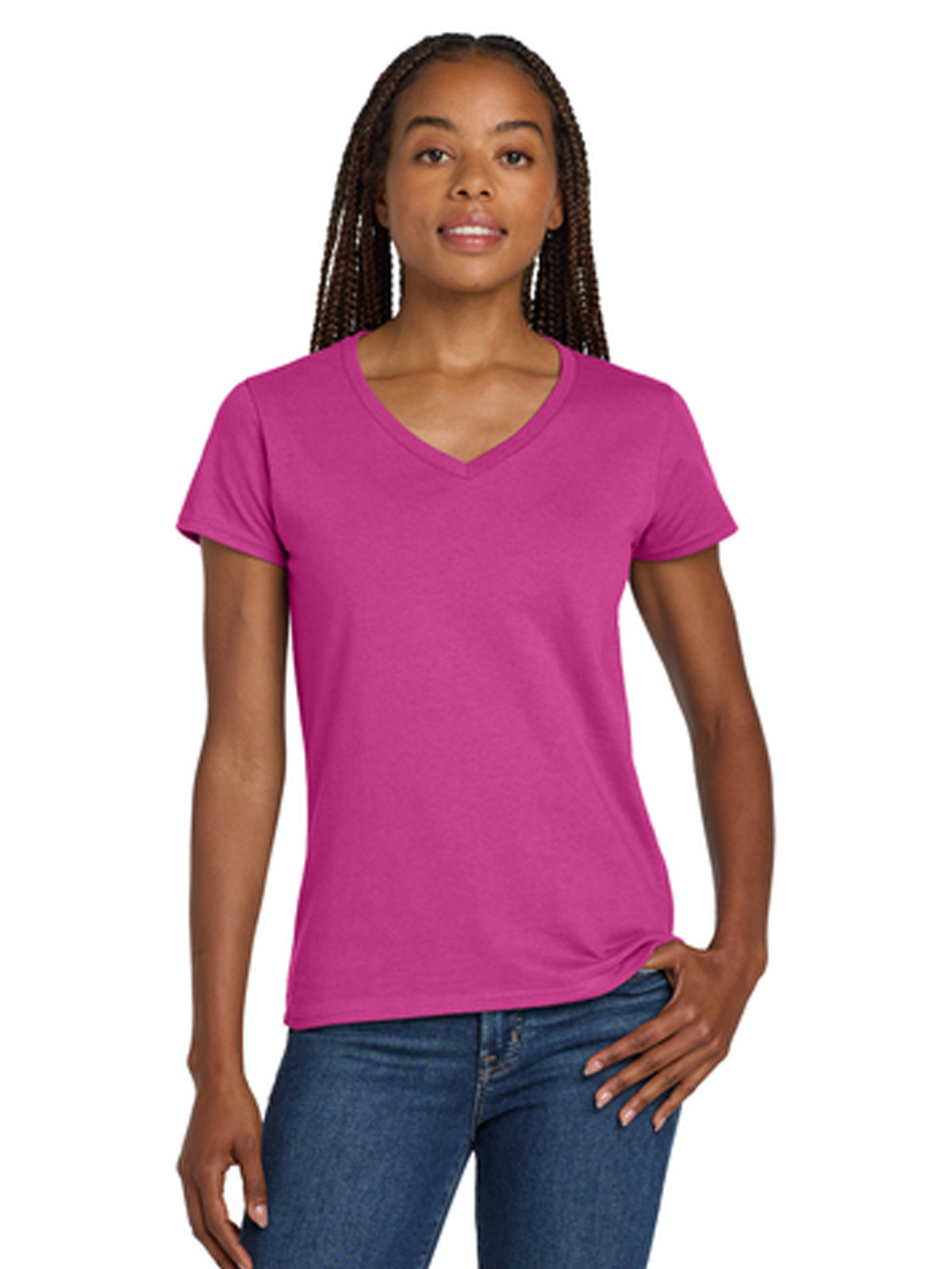 Women's Pocketless Heavy Cotton T-Shirt - 5V00L - Heliconia