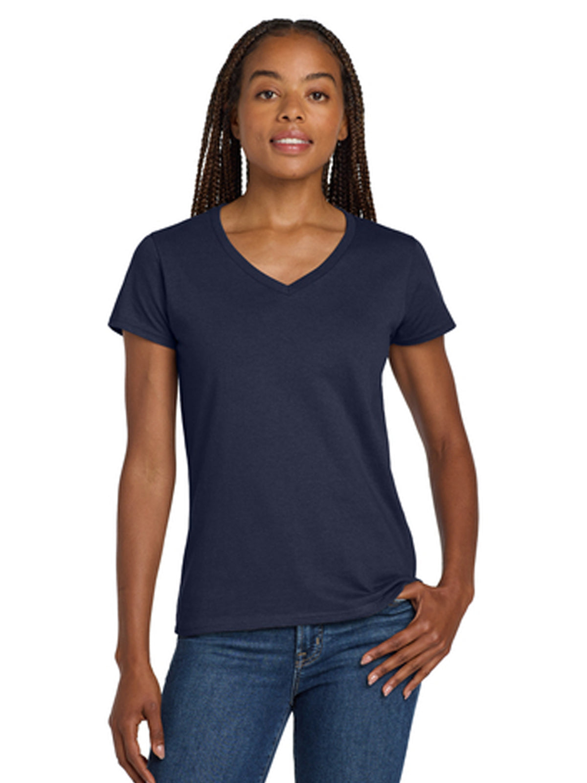 Women's Pocketless Heavy Cotton T-Shirt - 5V00L - Navy