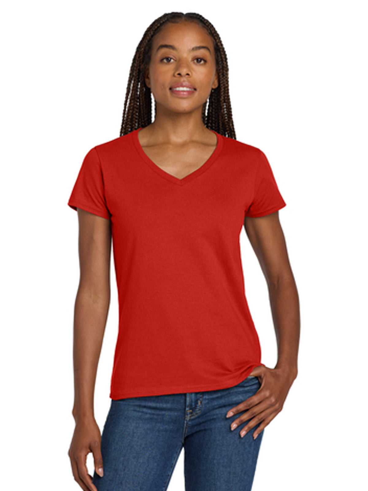 Women's Pocketless Heavy Cotton T-Shirt - 5V00L - Red