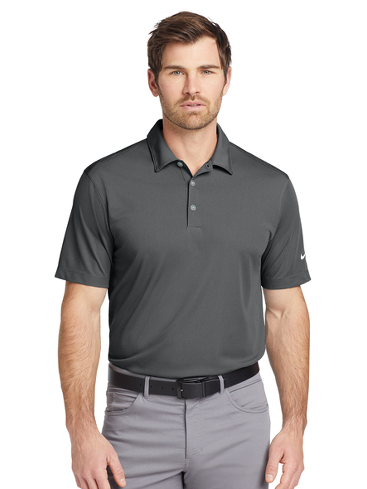 Men's Pocketless Vertical Mesh Polo - 637167 - Anthracite