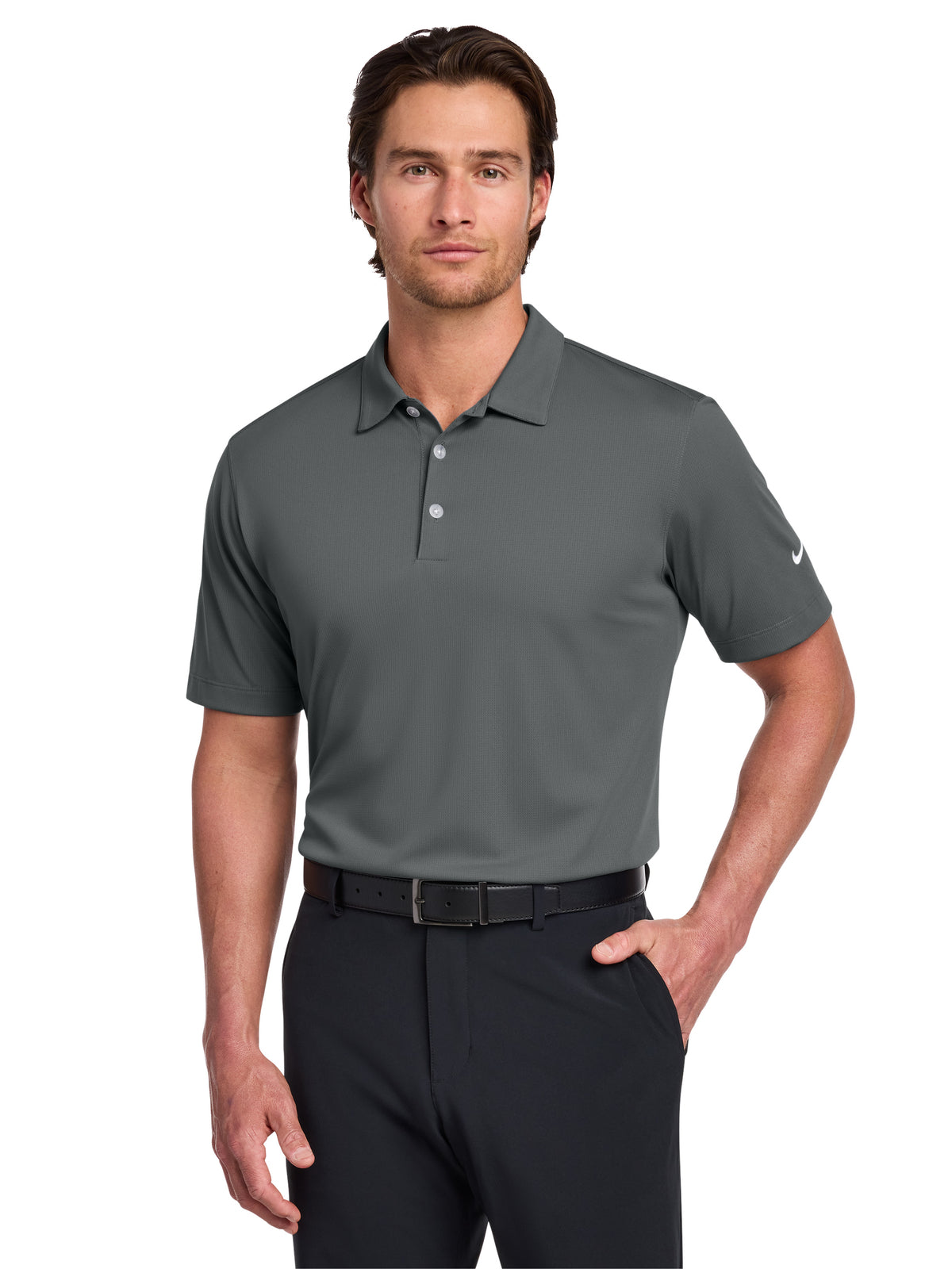 Men's Pocketless Vertical Mesh Polo - 637167 - Anthracite