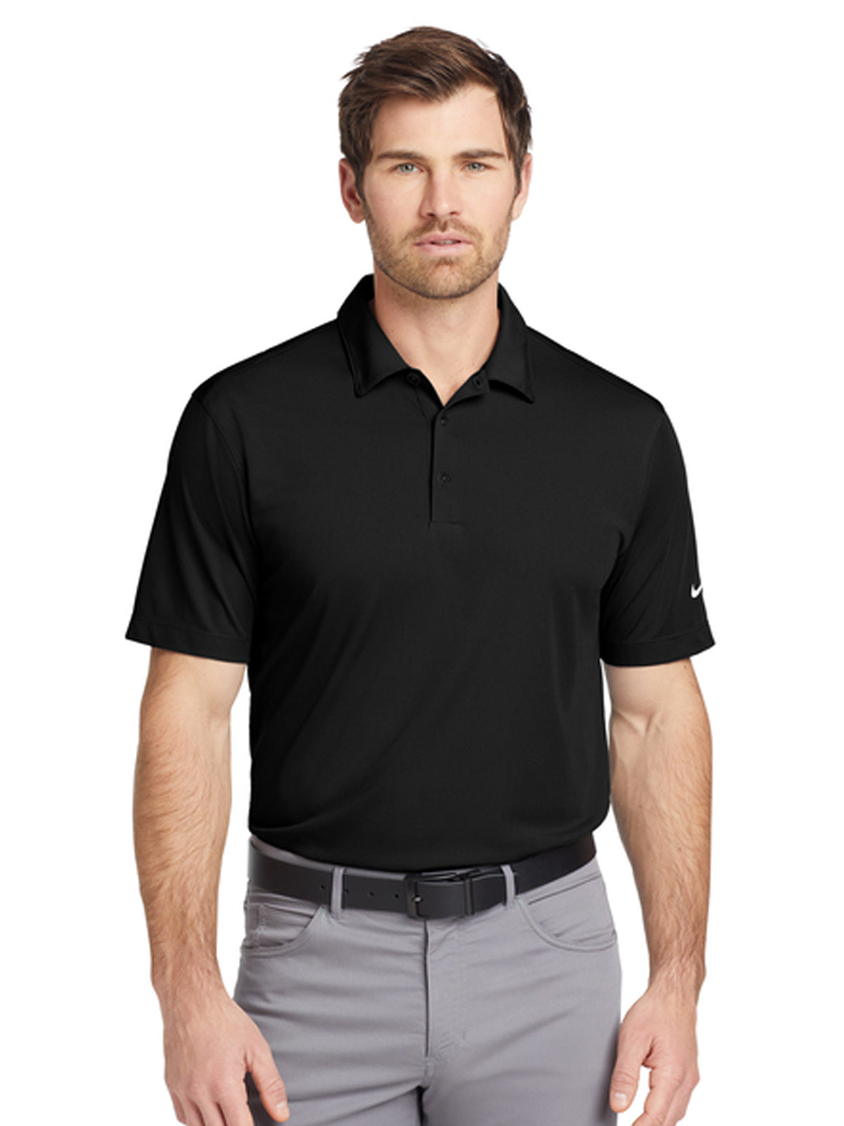 Men's Pocketless Vertical Mesh Polo - 637167 - Black