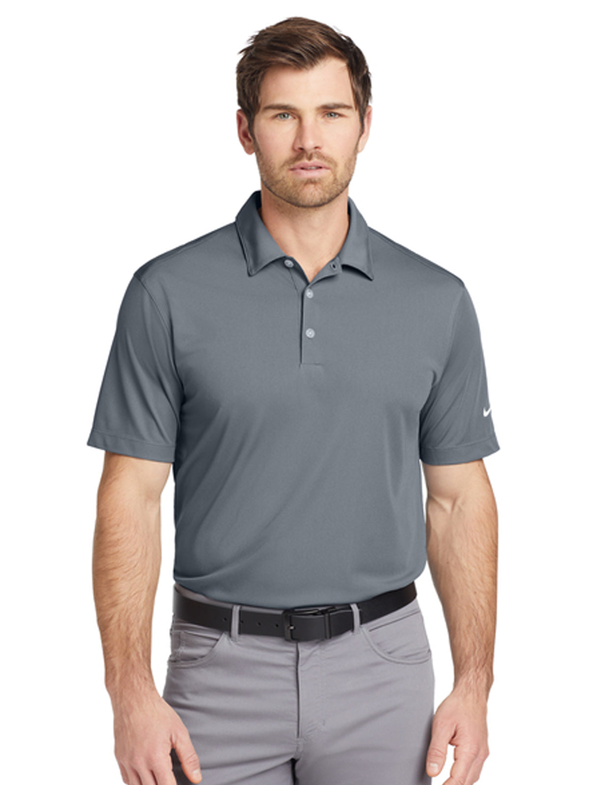 Men's Pocketless Vertical Mesh Polo - 637167 - Cool Grey