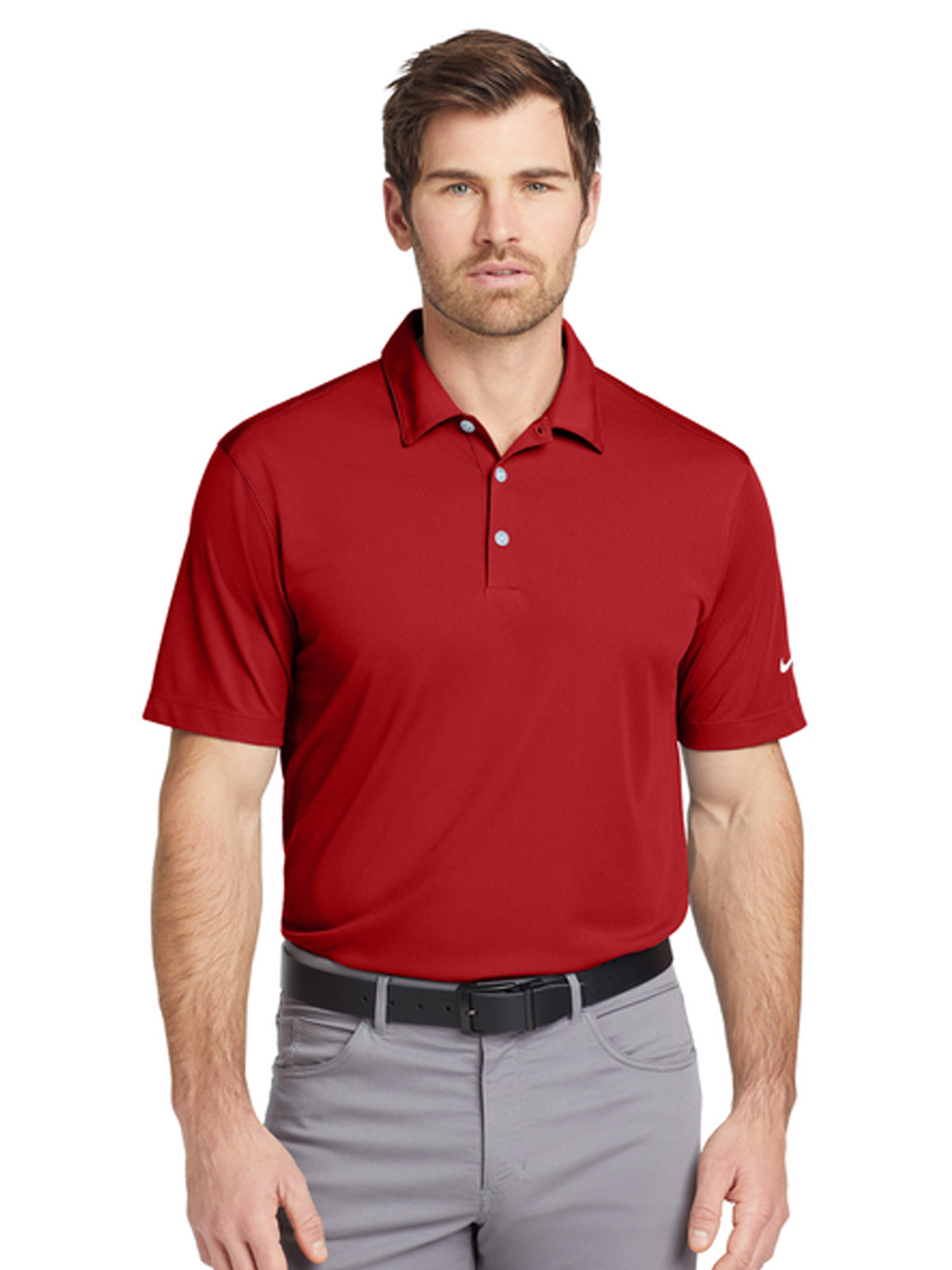 Men's Pocketless Vertical Mesh Polo - 637167 - University Red