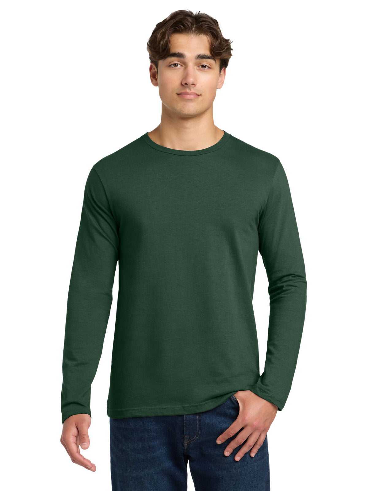 Men's Pocketless Long Sleeve T-Shirt - 64400 - Fan Dark Green
