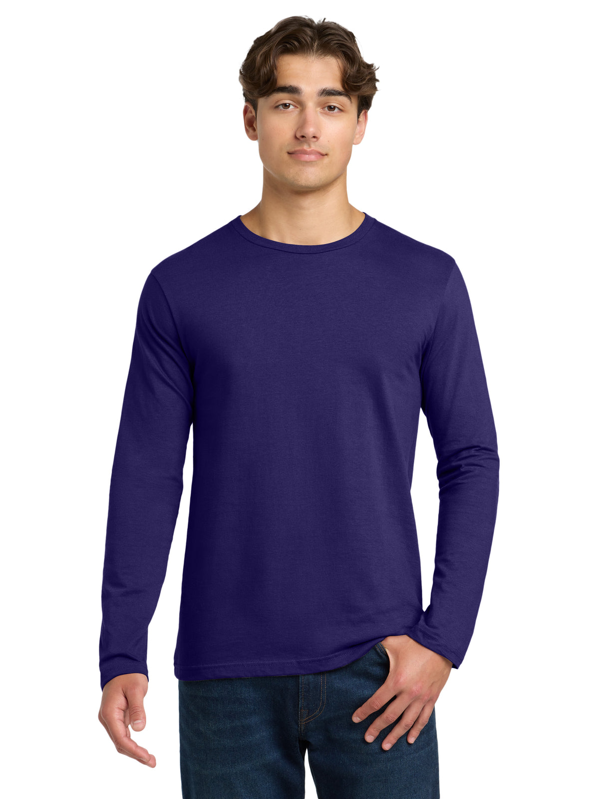 Men's Pocketless Long Sleeve T-Shirt - 64400 - Fan Dark Purple