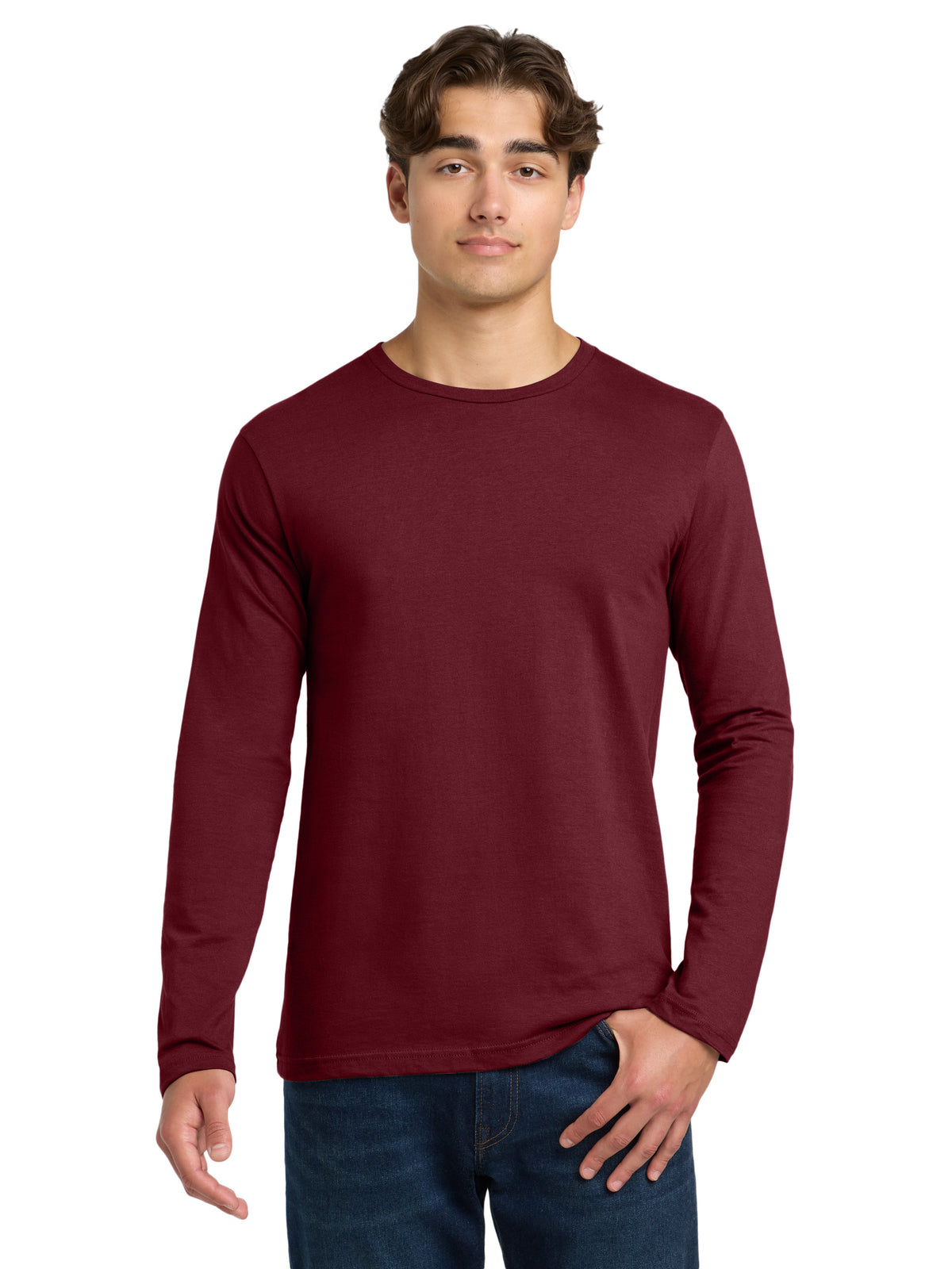 Men's Pocketless Long Sleeve T-Shirt - 64400 - Garnet