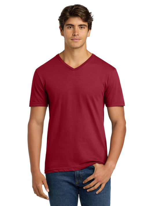 Men's Pocketless V-Neck T-Shirt - 64V00 - Cherry Red