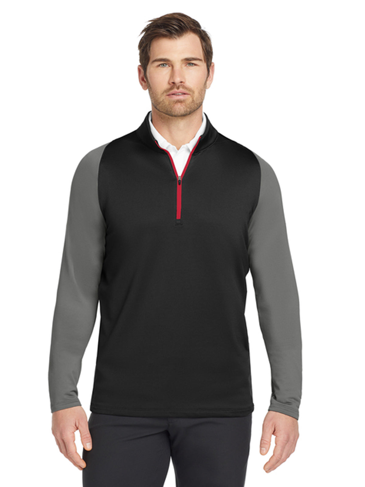 Men's Dri-FIT Stretch 1/2-Zip Cover-Up Sweatshirt - 779795 - Black/ Dark Grey/ Gym Red