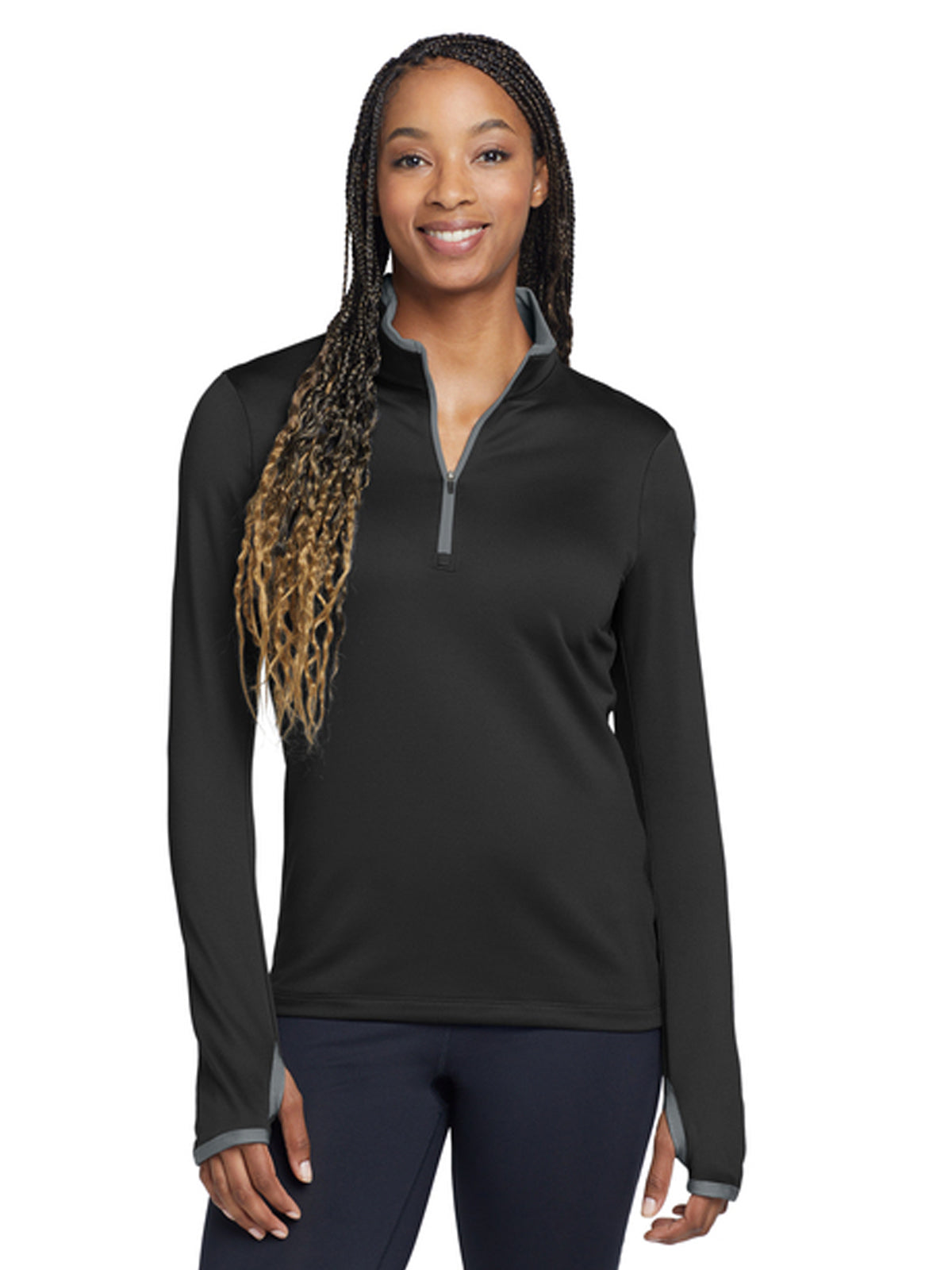 Women's Dri-FIT Stretch 1/2-Zip Cover-Up Sweatshirt - 779796 - Black/ Dark Grey