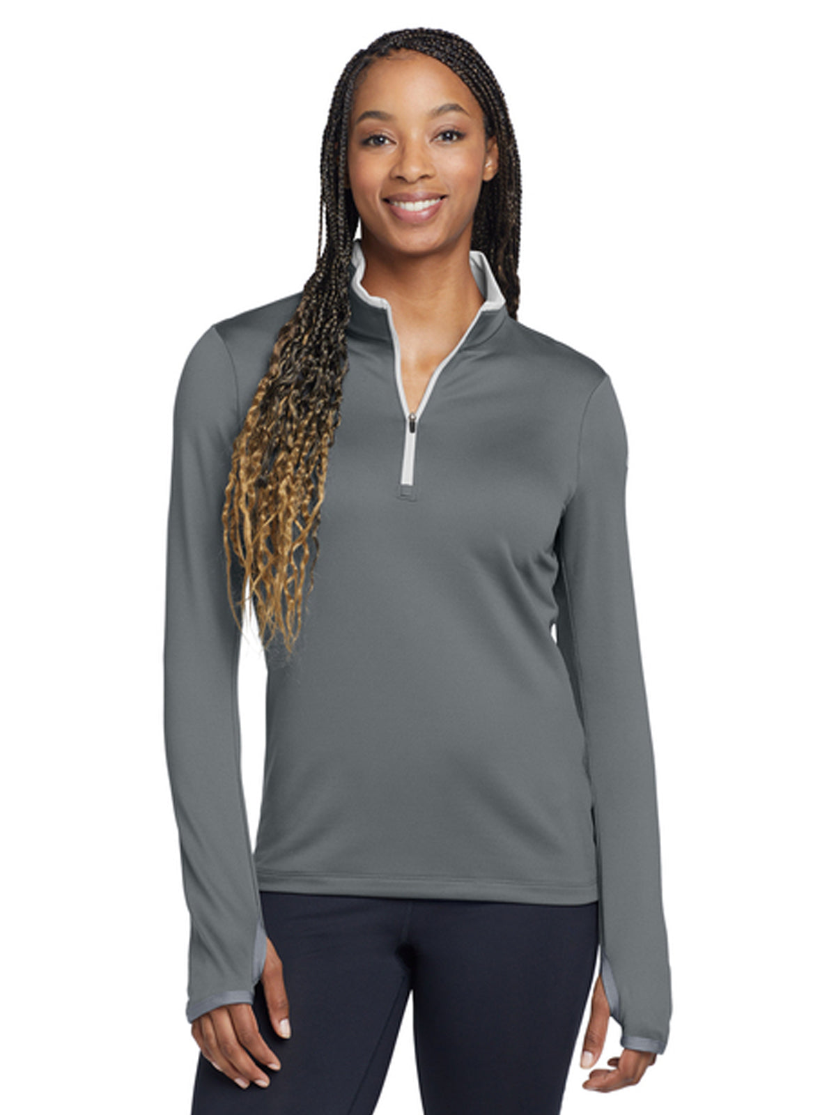Women's Dri-FIT Stretch 1/2-Zip Cover-Up Sweatshirt - 779796 - Dark Grey/ White