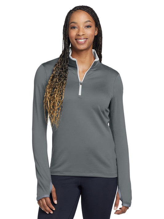 Women's Dri-FIT Stretch 1/2-Zip Cover-Up Sweatshirt - 779796 - Dark Grey/ White