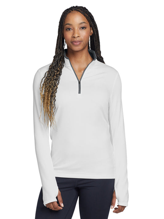 Women's Dri-FIT Stretch 1/2-Zip Cover-Up Sweatshirt - 779796 - White/ Dark Grey