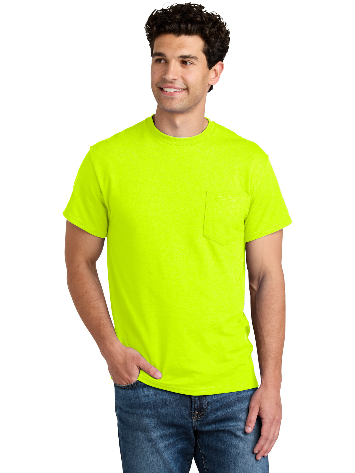 Men's DryBlend One-Pocket MVS T-Shirt - 8300 - Safety Green