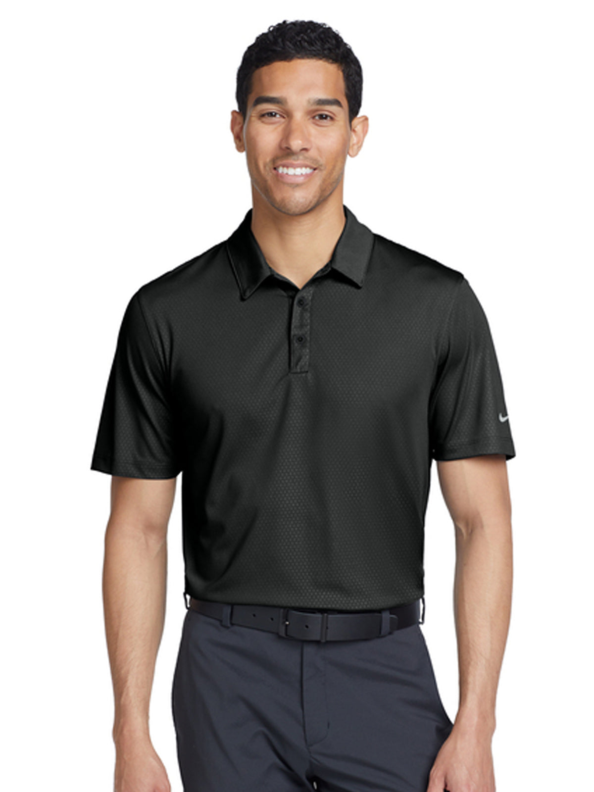 Men's Pocketless Embossed Tri-Blade Polo - 838964 - Black