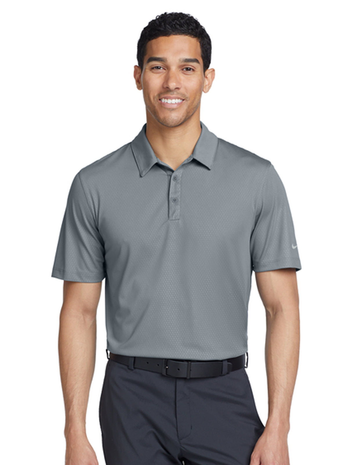 Men's Pocketless Embossed Tri-Blade Polo - 838964 - Cool Grey